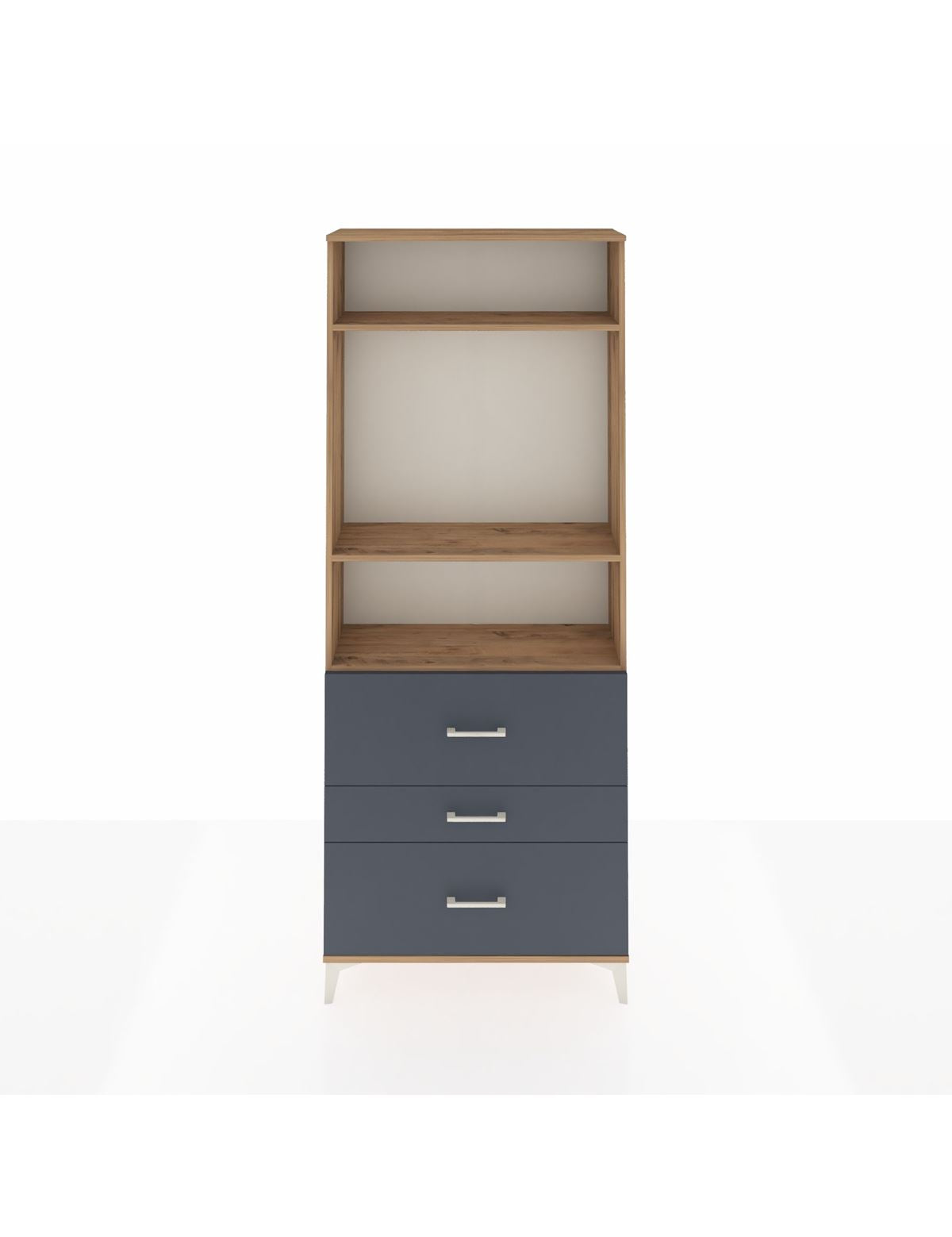 Arges Dolap 3 Raflı 3 Çekmeceli 88x30x221 Çam-Antrasit