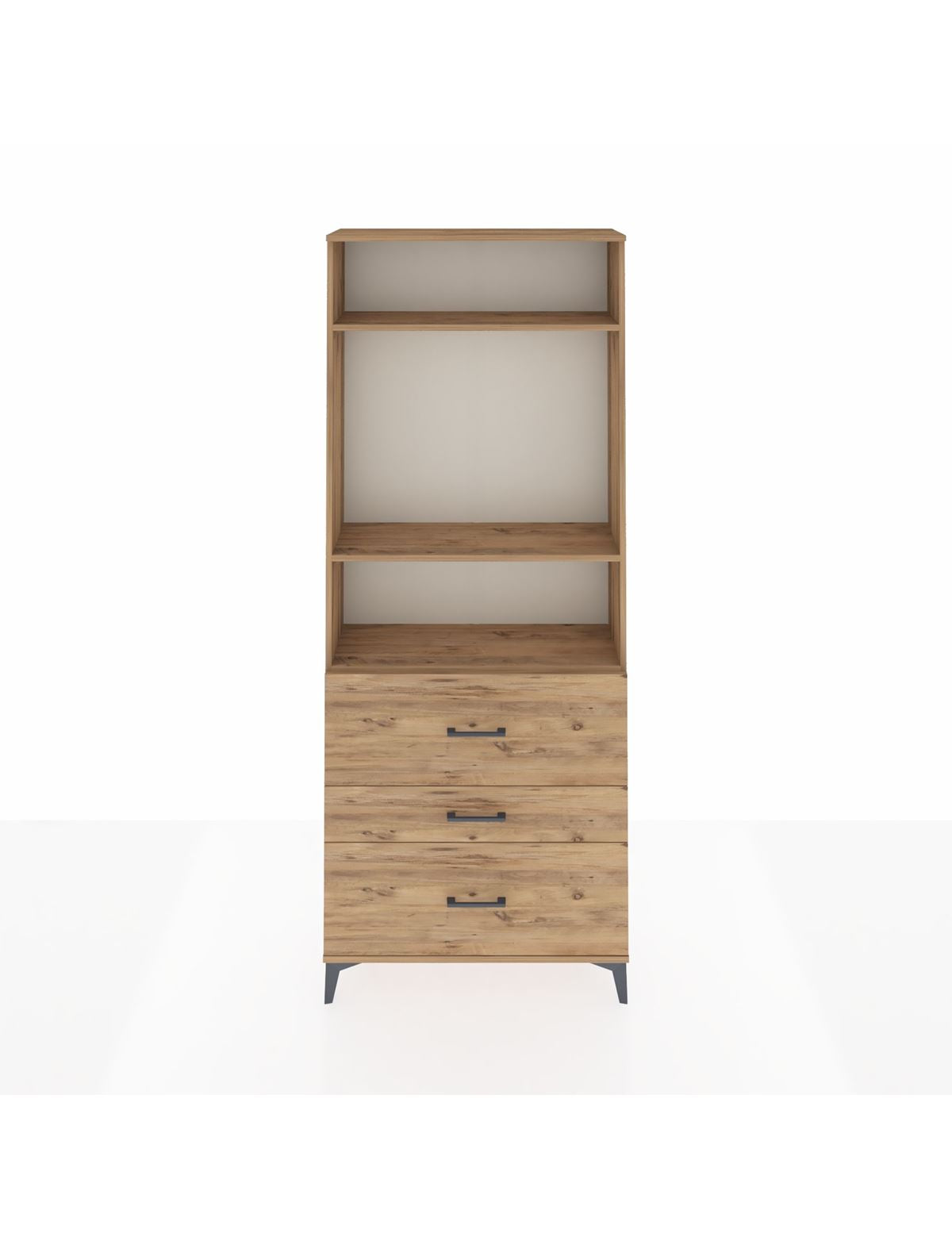 Arges Dolap 3 Raflı 3 Çekmeceli 88x30x221 Çam-Çam