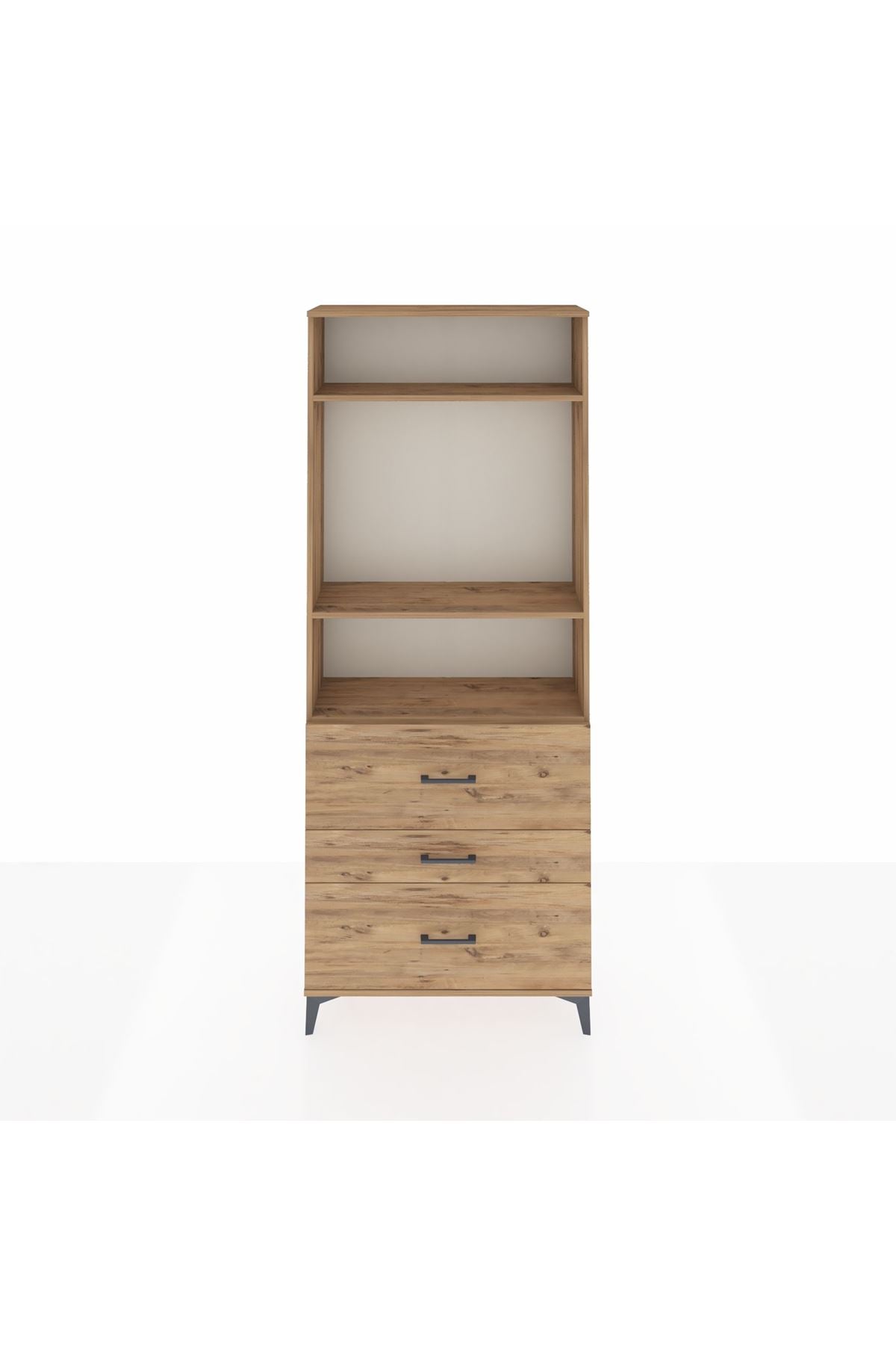 Arges Dolap 3 Raflı 3 Çekmeceli 88x30x221 Çam-Çam