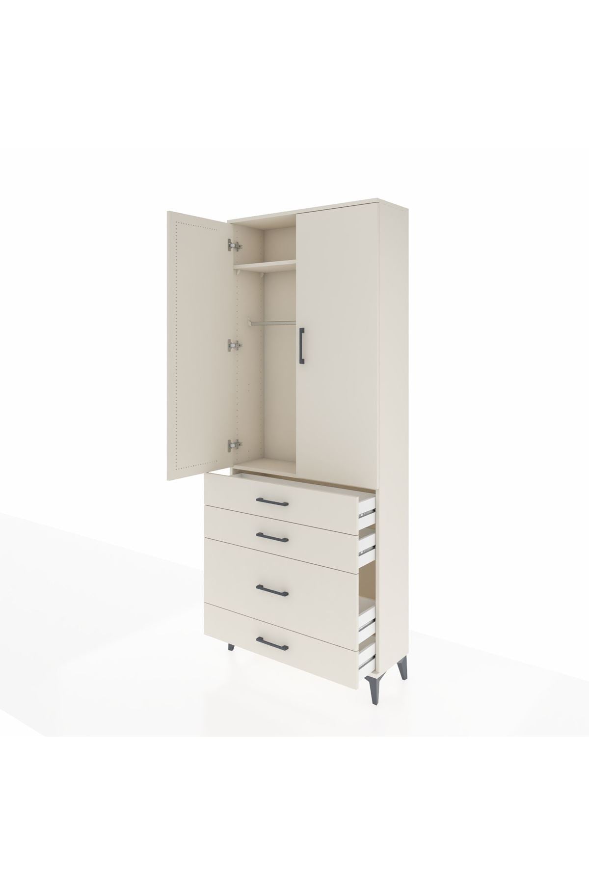 Arges Dolap 2 Raflı 4 Çekmeceli Tek Askılı 88x30x221 Aytaşı-Aytaşı