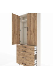 Arges Dolap 2 Raflı 4 Çekmeceli Tek Askılı 88x30x221 Aytaşı-Çam
