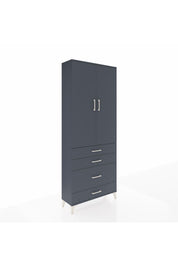 Arges Dolap 2 Raflı 4 Çekmeceli Tek Askılı 88x30x221 Antrasit-Antrasit