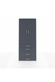 Arges Dolap 2 Raflı 4 Çekmeceli Tek Askılı 88x30x221 Antrasit-Antrasit