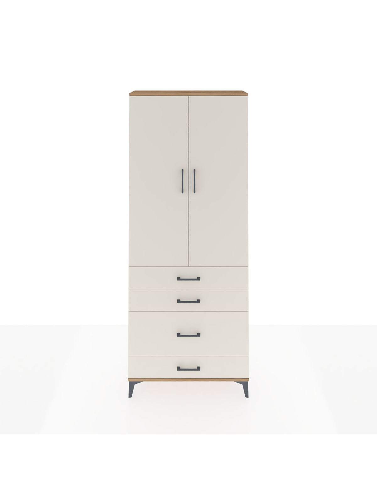 Arges Dolap 2 Raflı 4 Çekmeceli Tek Askılı 88x30x221 Çam-Aytaşı