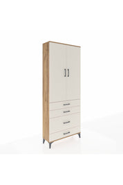 Arges Dolap 2 Raflı 4 Çekmeceli Tek Askılı 88x30x221 Çam-Aytaşı