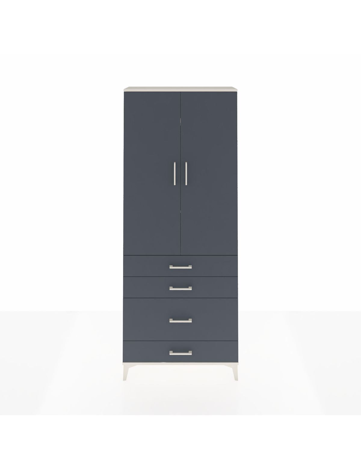 Arges Dolap 3 Raflı 4 Çekmeceli 2 Kapaklı 88x30x221 Aytaşı-Antrasit