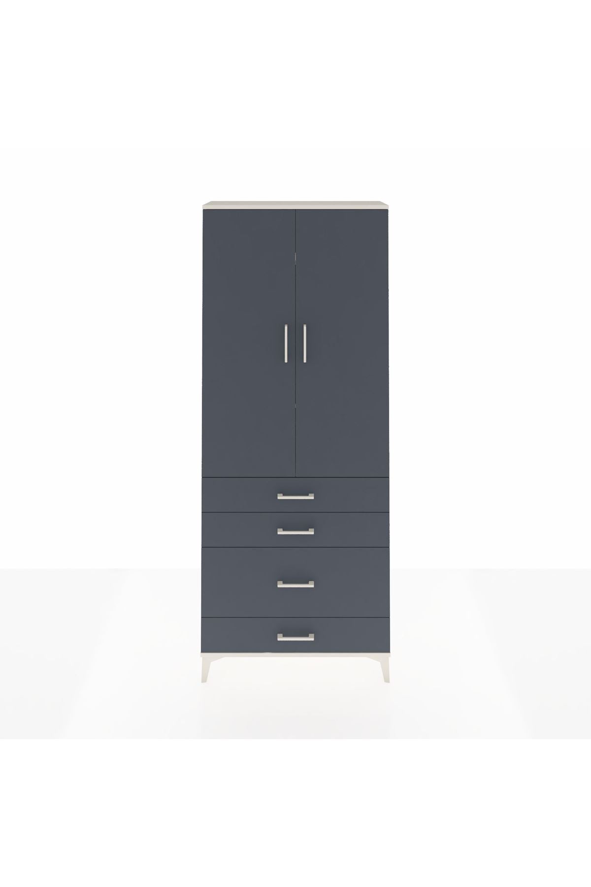 Arges Dolap 3 Raflı 4 Çekmeceli 2 Kapaklı 88x30x221 Aytaşı-Antrasit