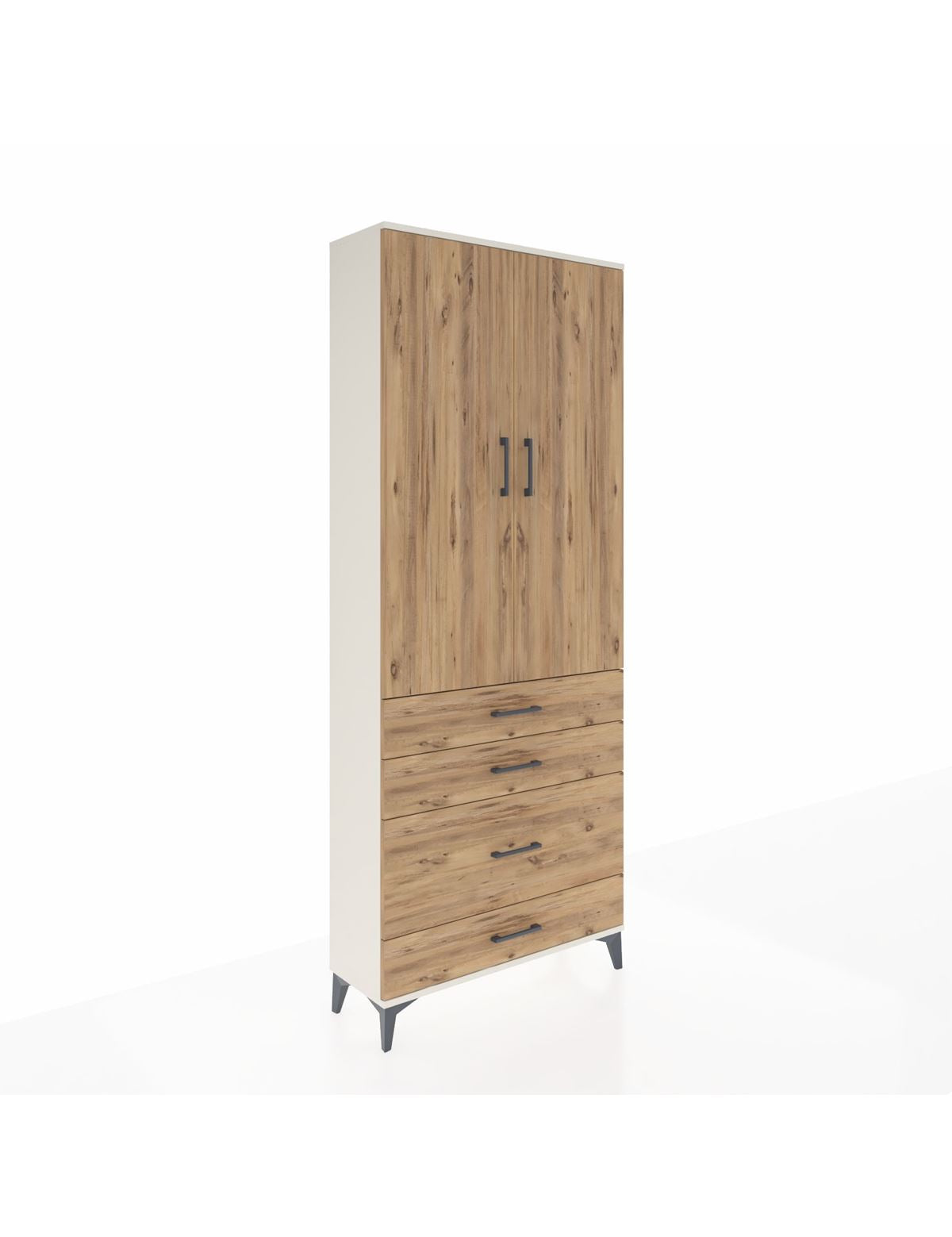 Arges Dolap 3 Raflı 4 Çekmeceli 2 Kapaklı 88x30x221 Aytaşı-Çam