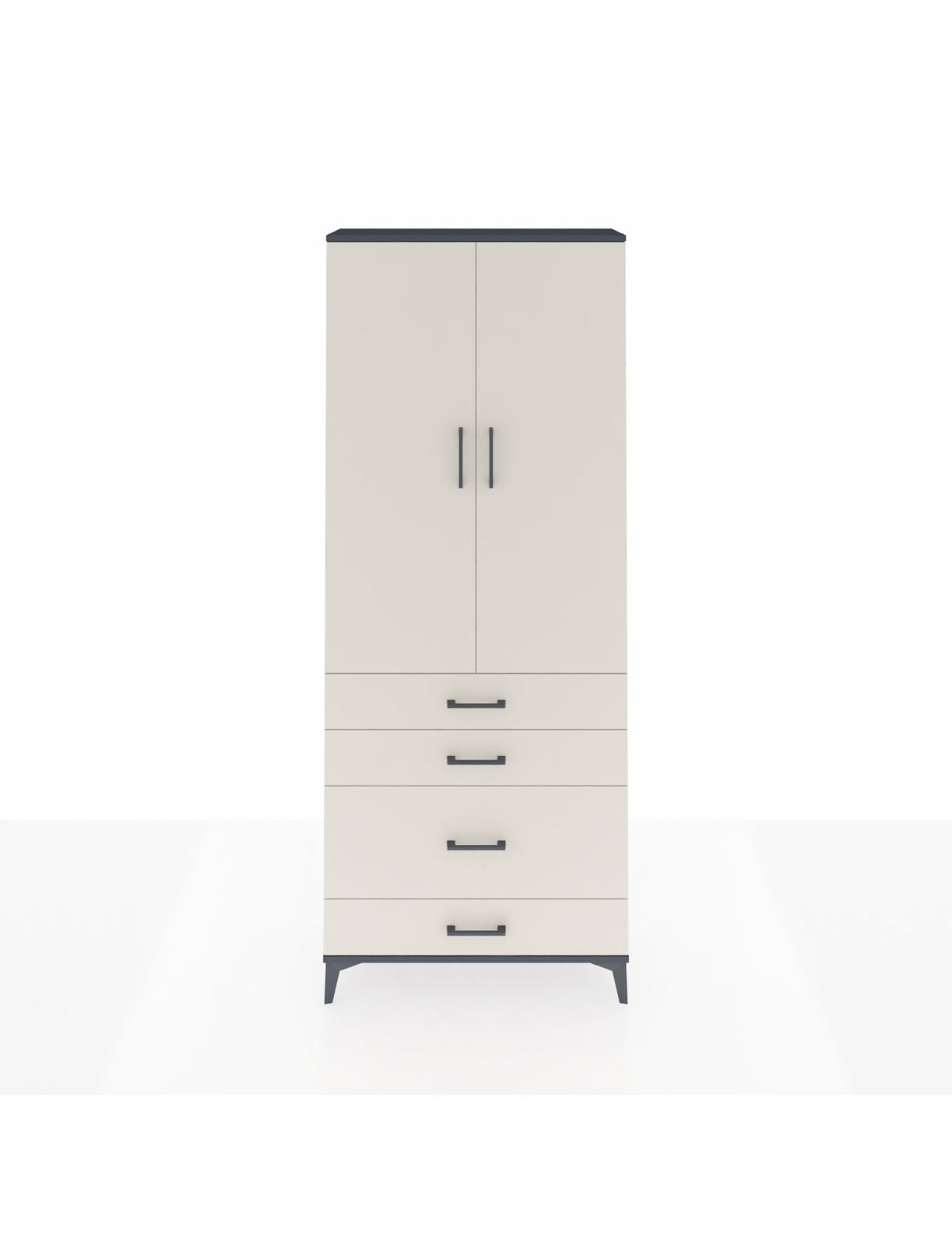 Arges Dolap 3 Raflı 4 Çekmeceli 2 Kapaklı 88x30x221 Antrasit-Aytaşı