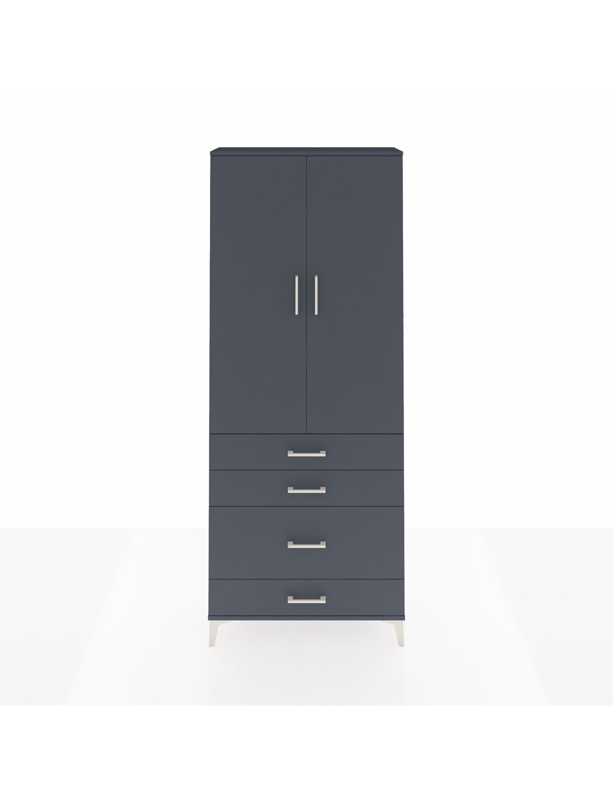 Arges Dolap 3 Raflı 4 Çekmeceli 2 Kapaklı 88x30x221 Antrasit-Antrasit