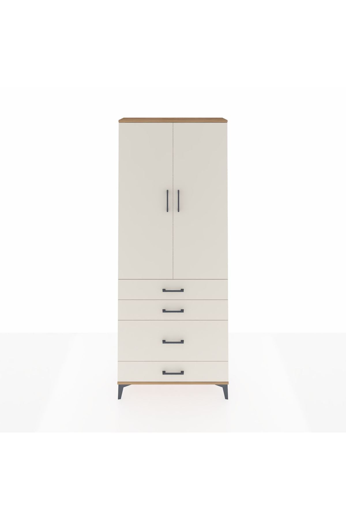 Arges Dolap 3 Raflı 4 Çekmeceli 2 Kapaklı 88x30x221 Çam-Aytaşı