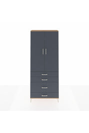 Arges Dolap 3 Raflı 4 Çekmeceli 2 Kapaklı 88x30x221 Çam-Antrasit