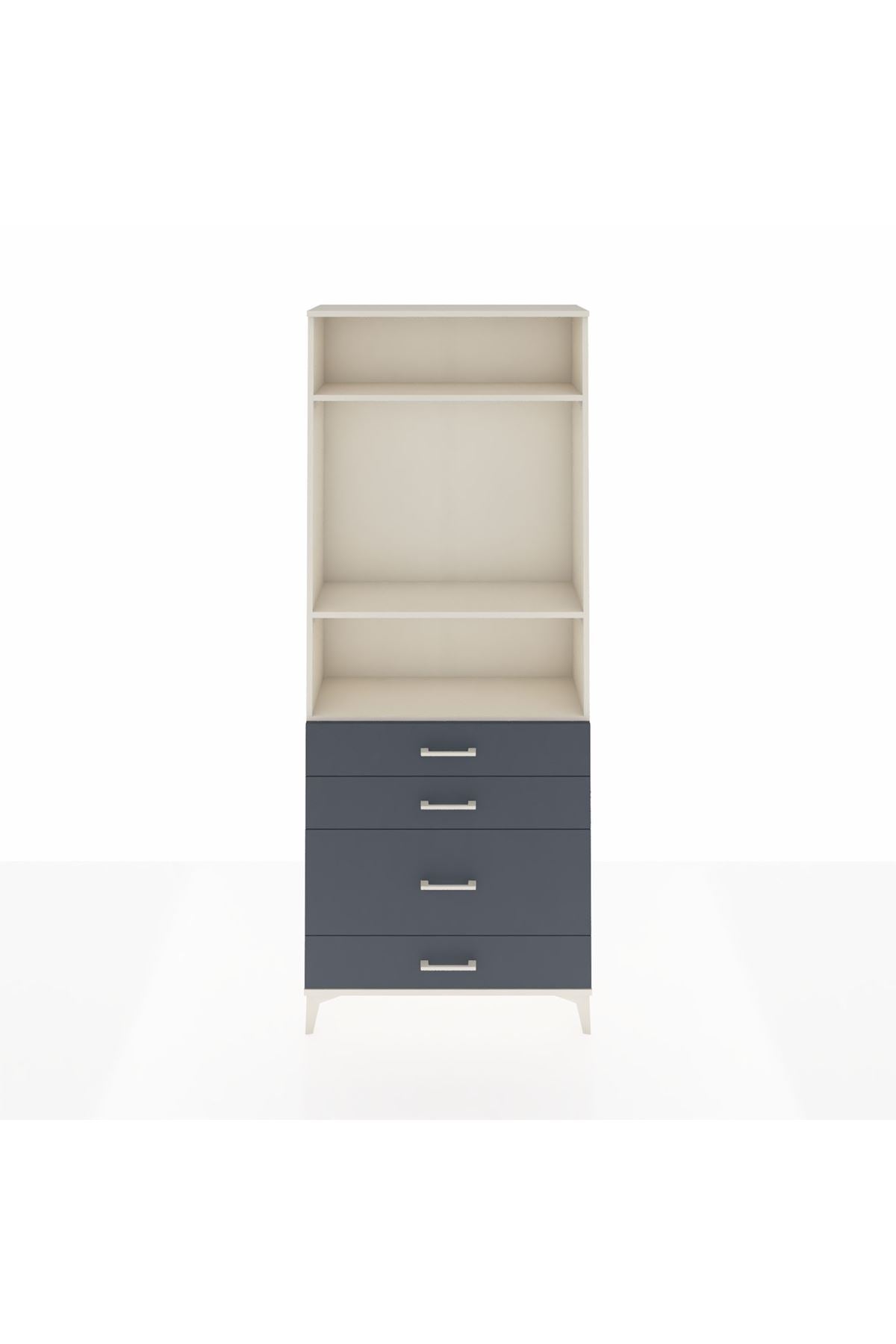 Arges Dolap 3 Raflı 4 Çekmeceli 88x30x221 Aytaşı-Antrasit