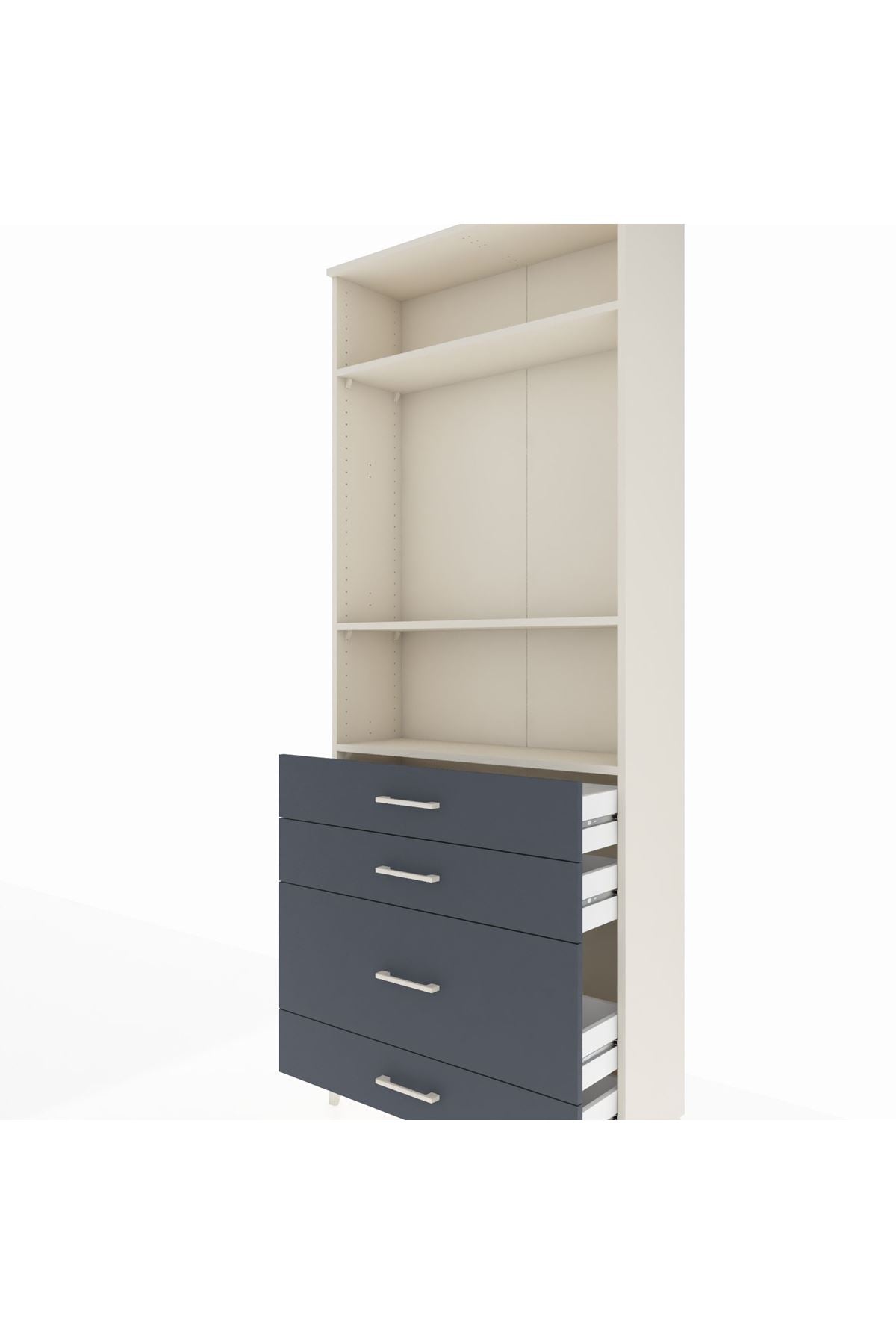 Arges Dolap 3 Raflı 4 Çekmeceli 88x30x221 Aytaşı-Antrasit