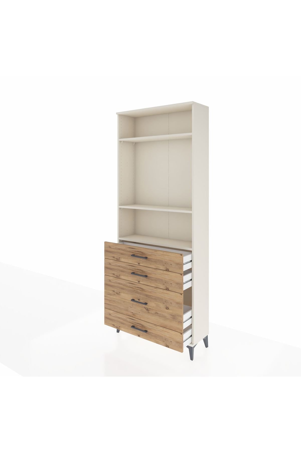 Arges Dolap 3 Raflı 4 Çekmeceli 88x30x221 Aytaşı-Çam