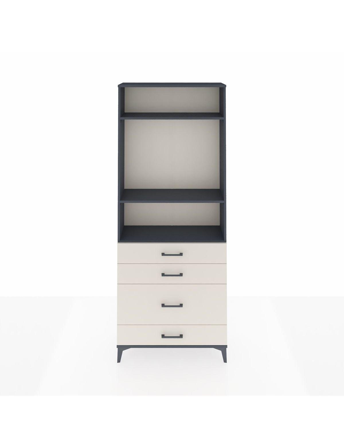 Arges Dolap 3 Raflı 4 Çekmeceli 88x30x221 Antrasit-Aytaşı