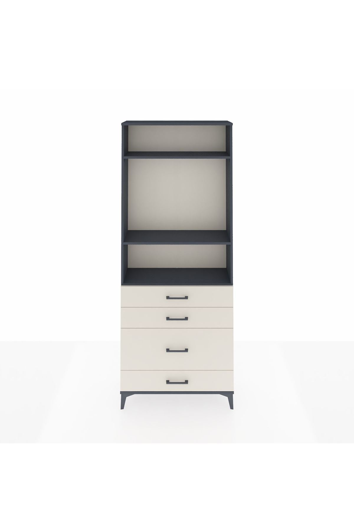 Arges Dolap 3 Raflı 4 Çekmeceli 88x30x221 Antrasit-Aytaşı