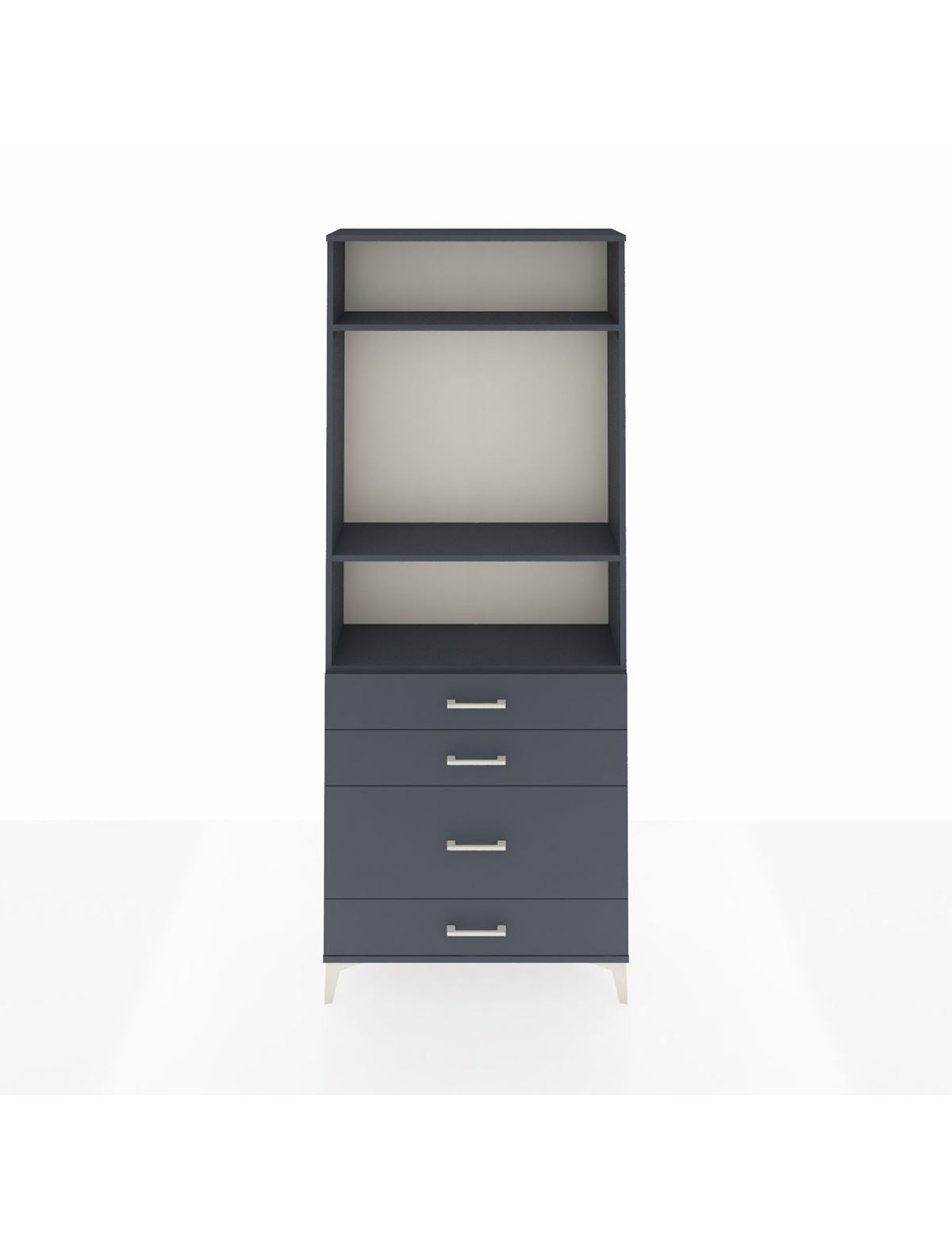 Arges Dolap 3 Raflı 4 Çekmeceli 88x30x221 Antrasit-Antrasit