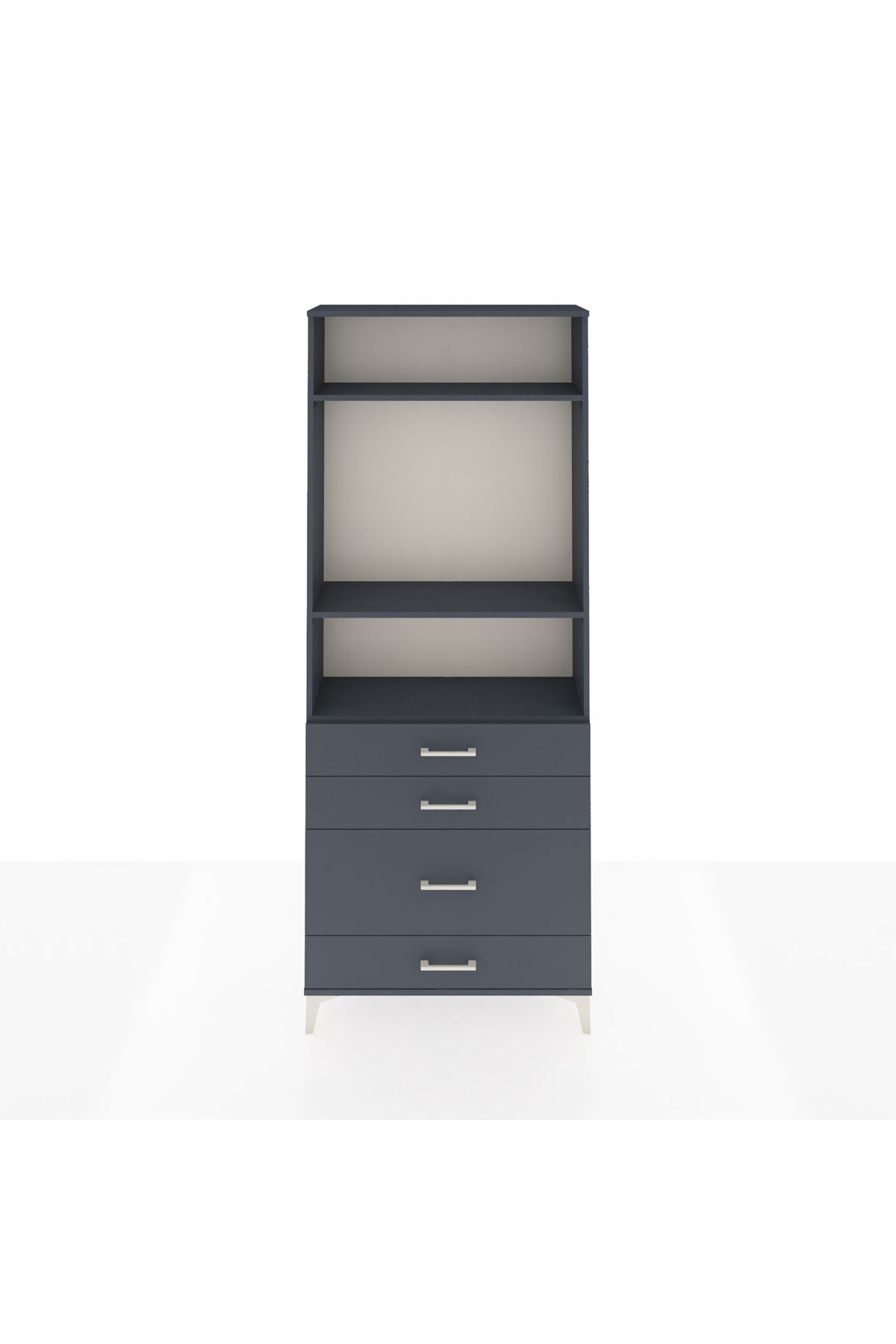 Arges Dolap 3 Raflı 4 Çekmeceli 88x30x221 Antrasit-Antrasit