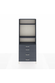 Arges Dolap 3 Raflı 4 Çekmeceli 88x30x221 Antrasit-Antrasit