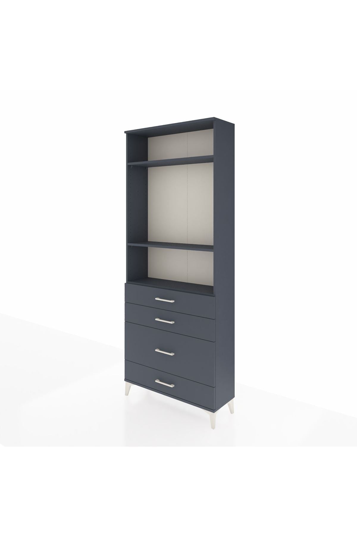 Arges Dolap 3 Raflı 4 Çekmeceli 88x30x221 Antrasit-Antrasit