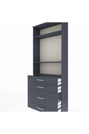 Arges Dolap 3 Raflı 4 Çekmeceli 88x30x221 Antrasit-Antrasit