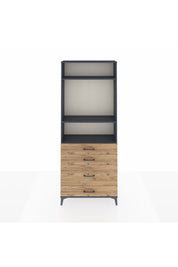 Arges Dolap 3 Raflı 4 Çekmeceli 88x30x221 Antrasit-Çam