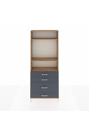 Arges Dolap 3 Raflı 4 Çekmeceli 88x30x221 Çam-Antrasit