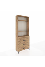 Arges Dolap 3 Raflı 4 Çekmeceli 88x30x221 Çam-Çam