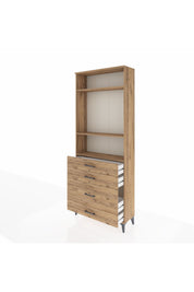 Arges Dolap 3 Raflı 4 Çekmeceli 88x30x221 Çam-Çam