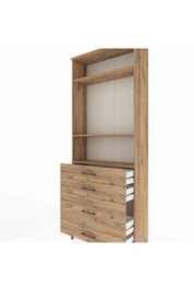 Arges Dolap 3 Raflı 4 Çekmeceli 88x30x221 Çam-Çam