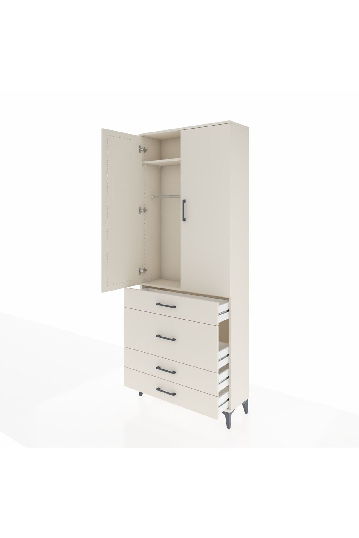 Arges Dolap 2 Raflı 4 Çekmeceli Tek Askılı 88x30x221 Aytaşı-Aytaşı