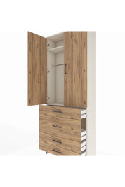 Arges Dolap 2 Raflı 4 Çekmeceli Tek Askılı 88x30x221 Aytaşı-Çam