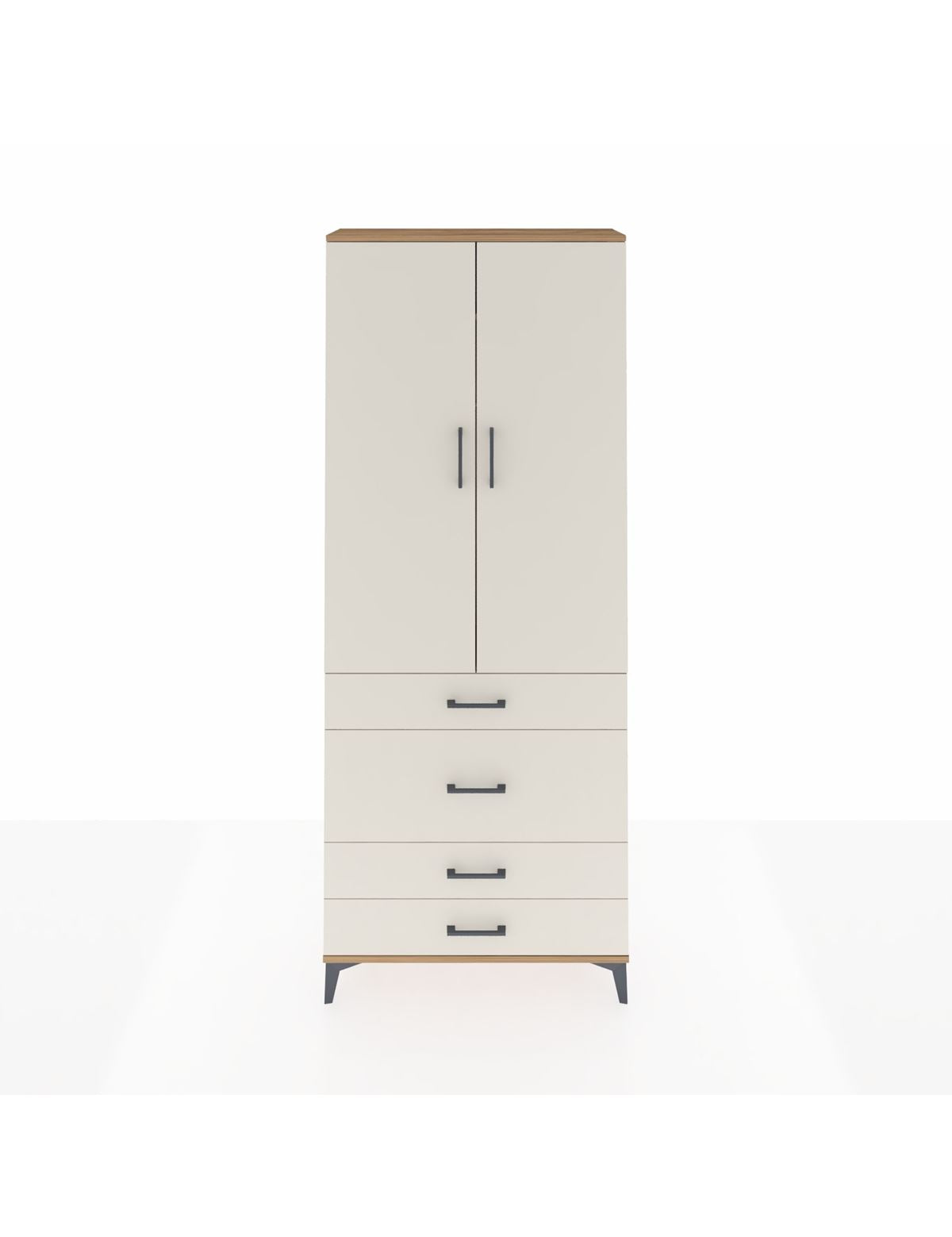 Arges Dolap 2 Raflı 4 Çekmeceli Tek Askılı 88x30x221 Çam-Aytaşı