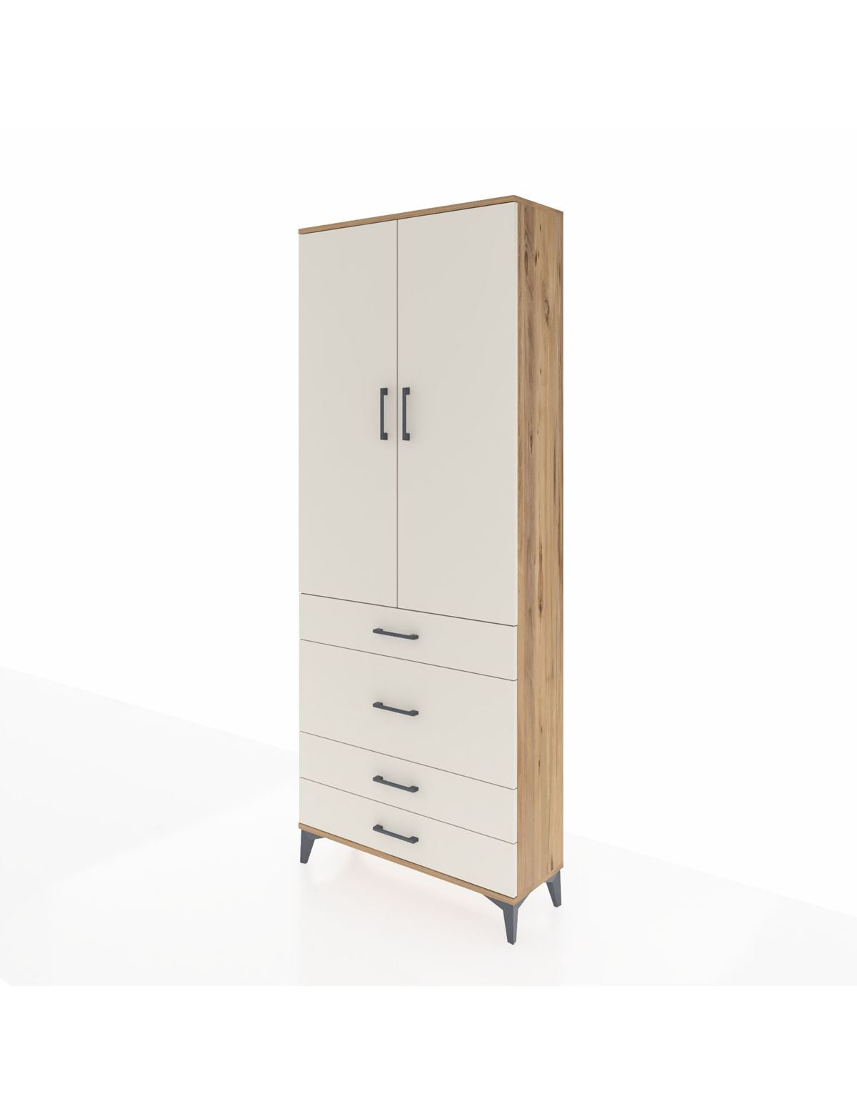 Arges Dolap 2 Raflı 4 Çekmeceli Tek Askılı 88x30x221 - S30M097V7A