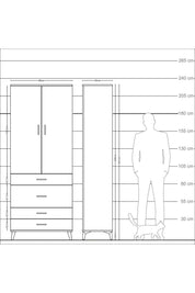 Arges Dolap 2 Raflı 4 Çekmeceli Tek Askılı 88x30x221 Çam-Aytaşı