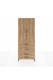 Arges Dolap 2 Raflı 4 Çekmeceli Tek Askılı 88x30x221 Çam-Çam