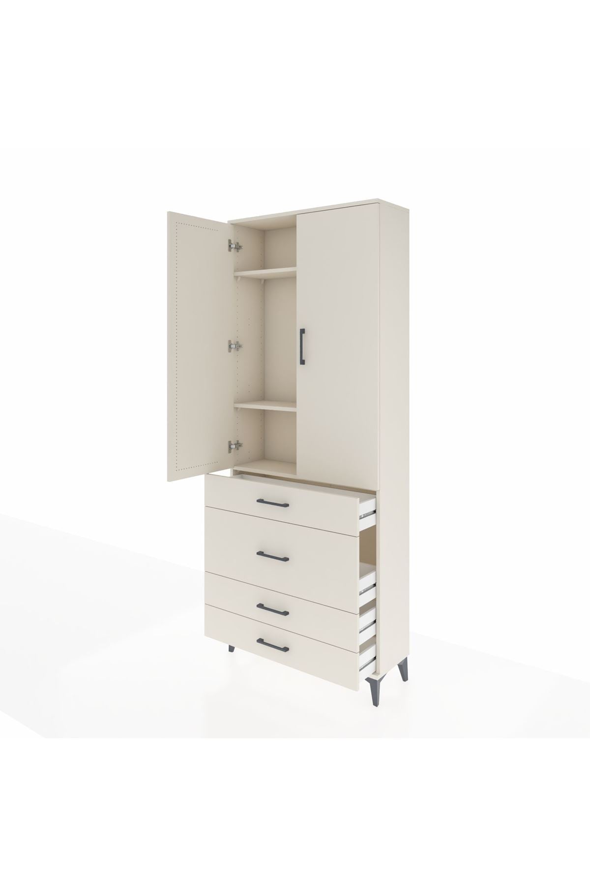 Arges Dolap 3 Raflı 4 Çekmeceli 2 Kapaklı 88x30x221 Aytaşı-Aytaşı