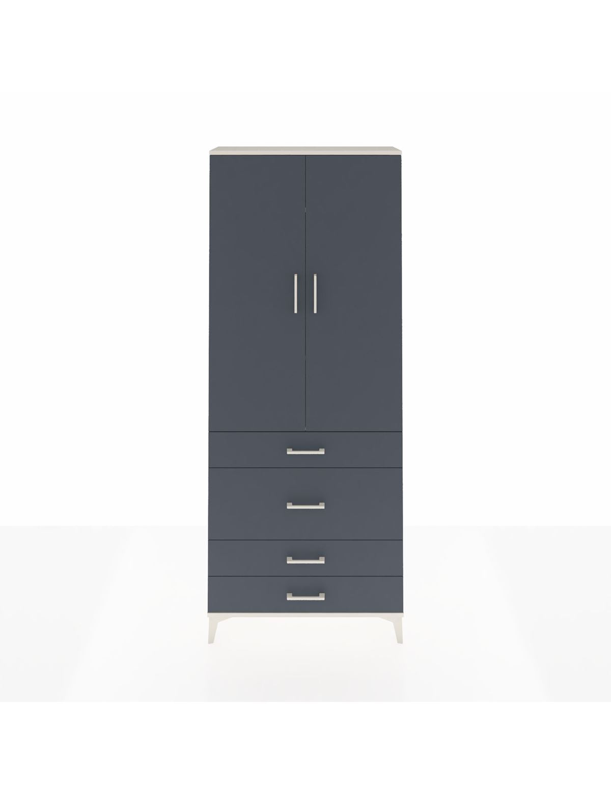 Arges Dolap 3 Raflı 4 Çekmeceli 2 Kapaklı 88x30x221 Aytaşı-Antrasit