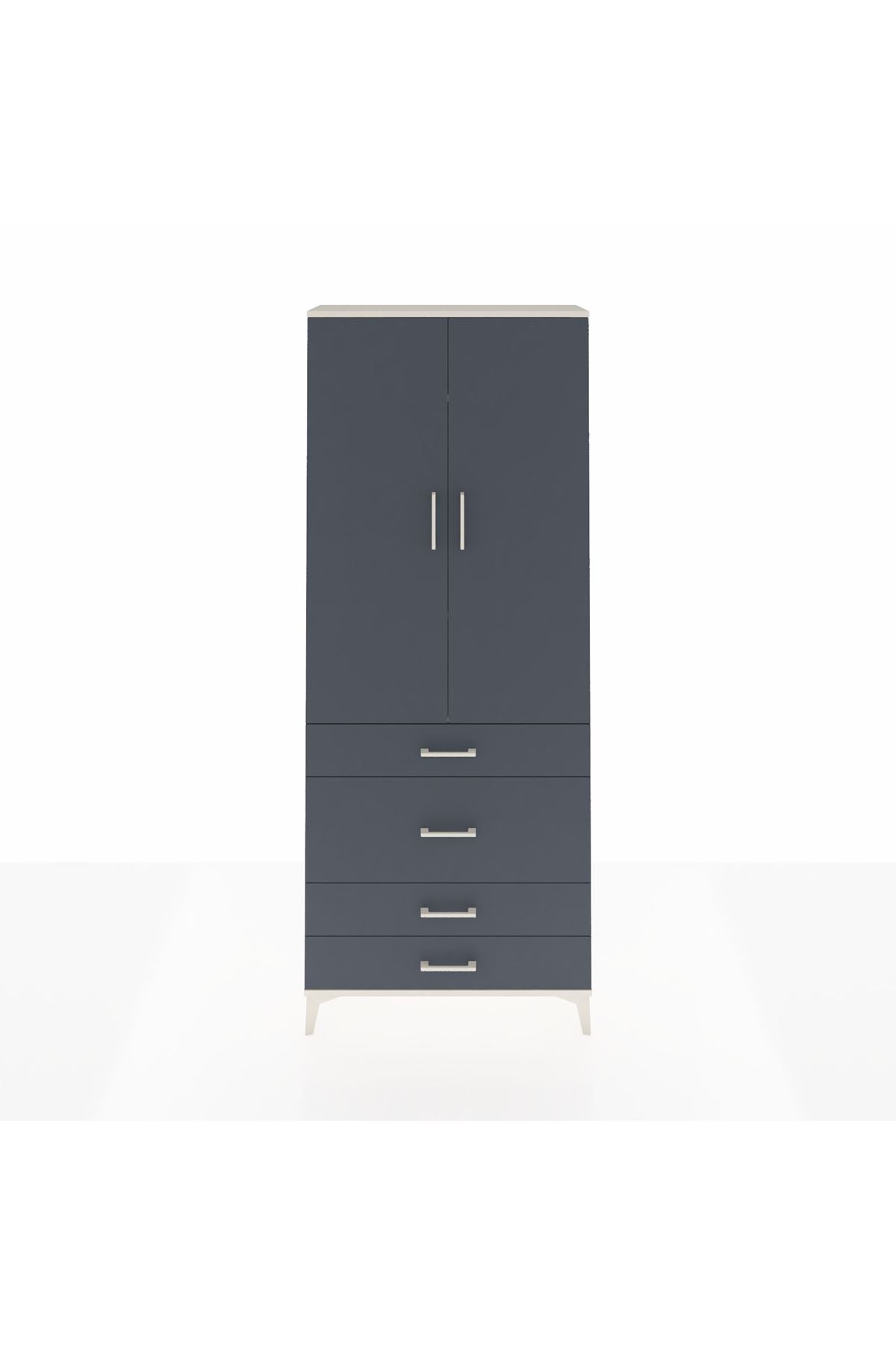 Arges Dolap 3 Raflı 4 Çekmeceli 2 Kapaklı 88x30x221 Aytaşı-Antrasit