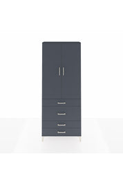 Arges Dolap 3 Raflı 4 Çekmeceli 2 Kapaklı 88x30x221 Antrasit-Antrasit