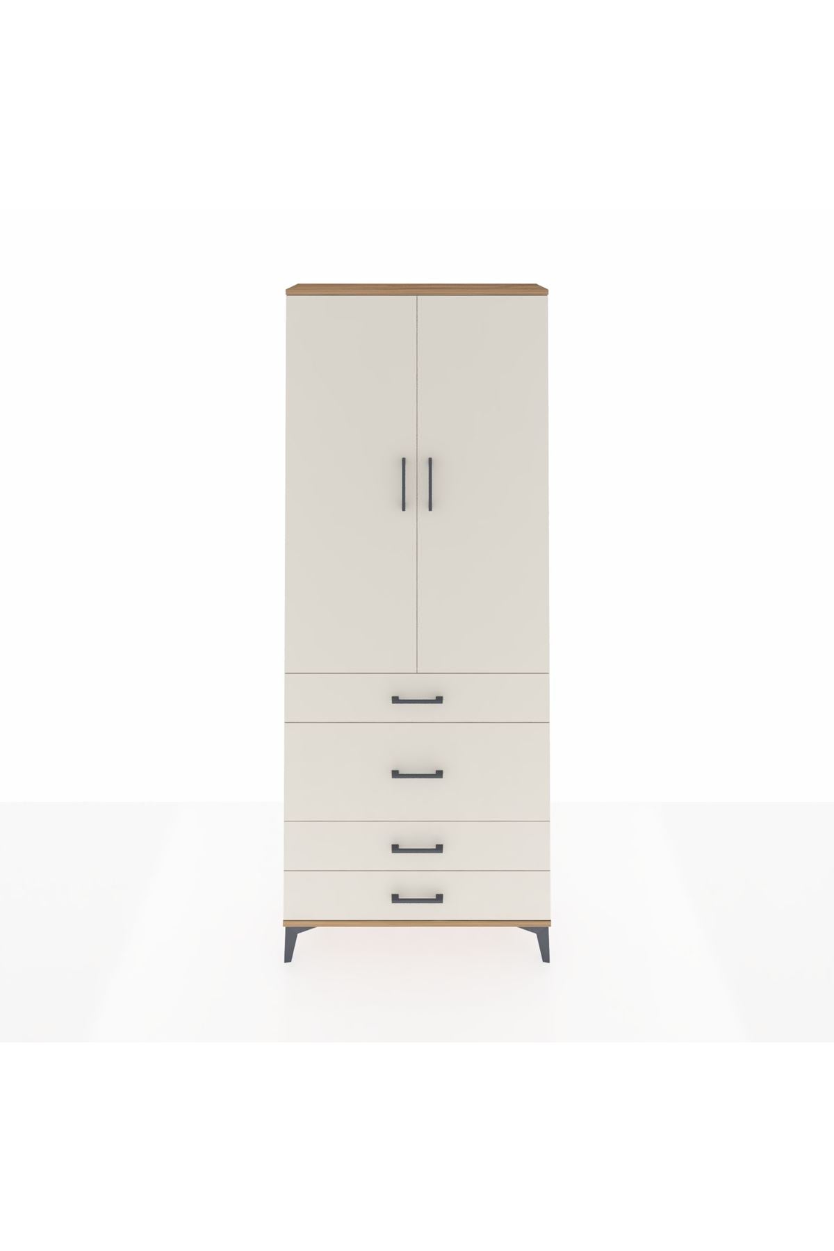 Arges Dolap 3 Raflı 4 Çekmeceli 2 Kapaklı 88x30x221 Çam-Aytaşı