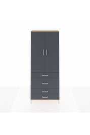 Arges Dolap 3 Raflı 4 Çekmeceli 2 Kapaklı 88x30x221 Çam-Antrasit