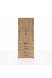 Arges Dolap 3 Raflı 4 Çekmeceli 2 Kapaklı 88x30x221 Çam-Çam