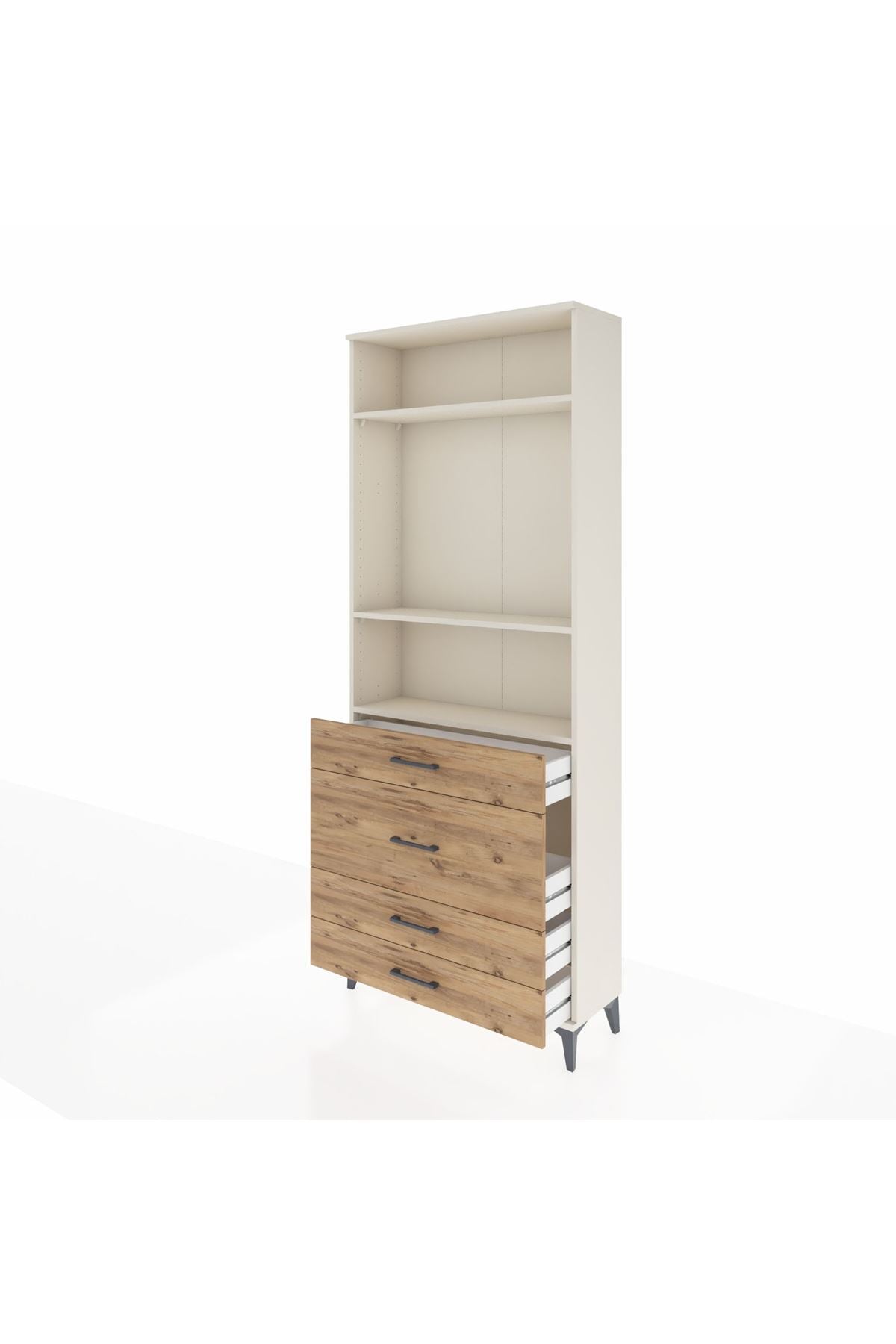 Arges Dolap 3 Raflı 4 Çekmeceli 88x30x221 Aytaşı-Çam