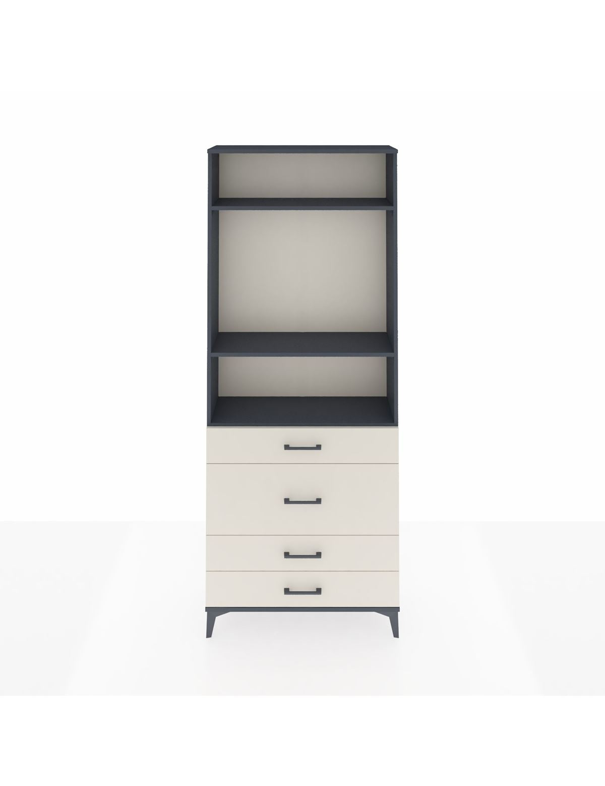 Arges Dolap 3 Raflı 4 Çekmeceli 88x30x221 Antrasit-Aytaşı