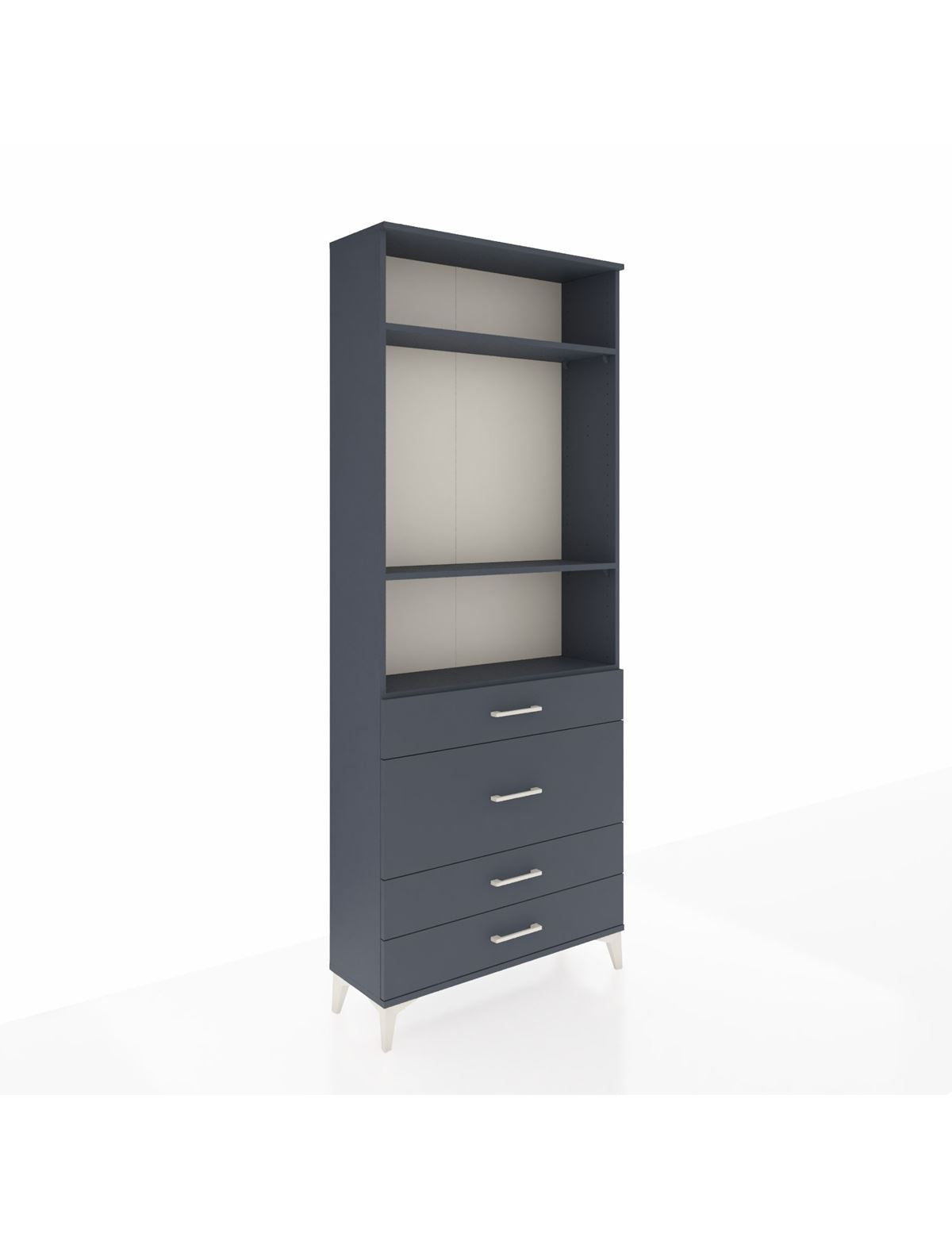 Arges Dolap 3 Raflı 4 Çekmeceli 88x30x221 Antrasit-Antrasit