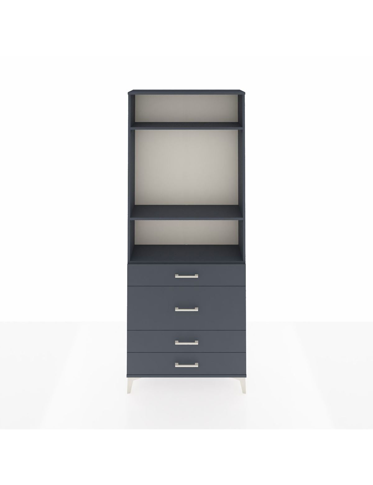 Arges Dolap 3 Raflı 4 Çekmeceli 88x30x221 Antrasit-Antrasit