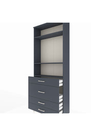 Arges Dolap 3 Raflı 4 Çekmeceli 88x30x221 Antrasit-Antrasit