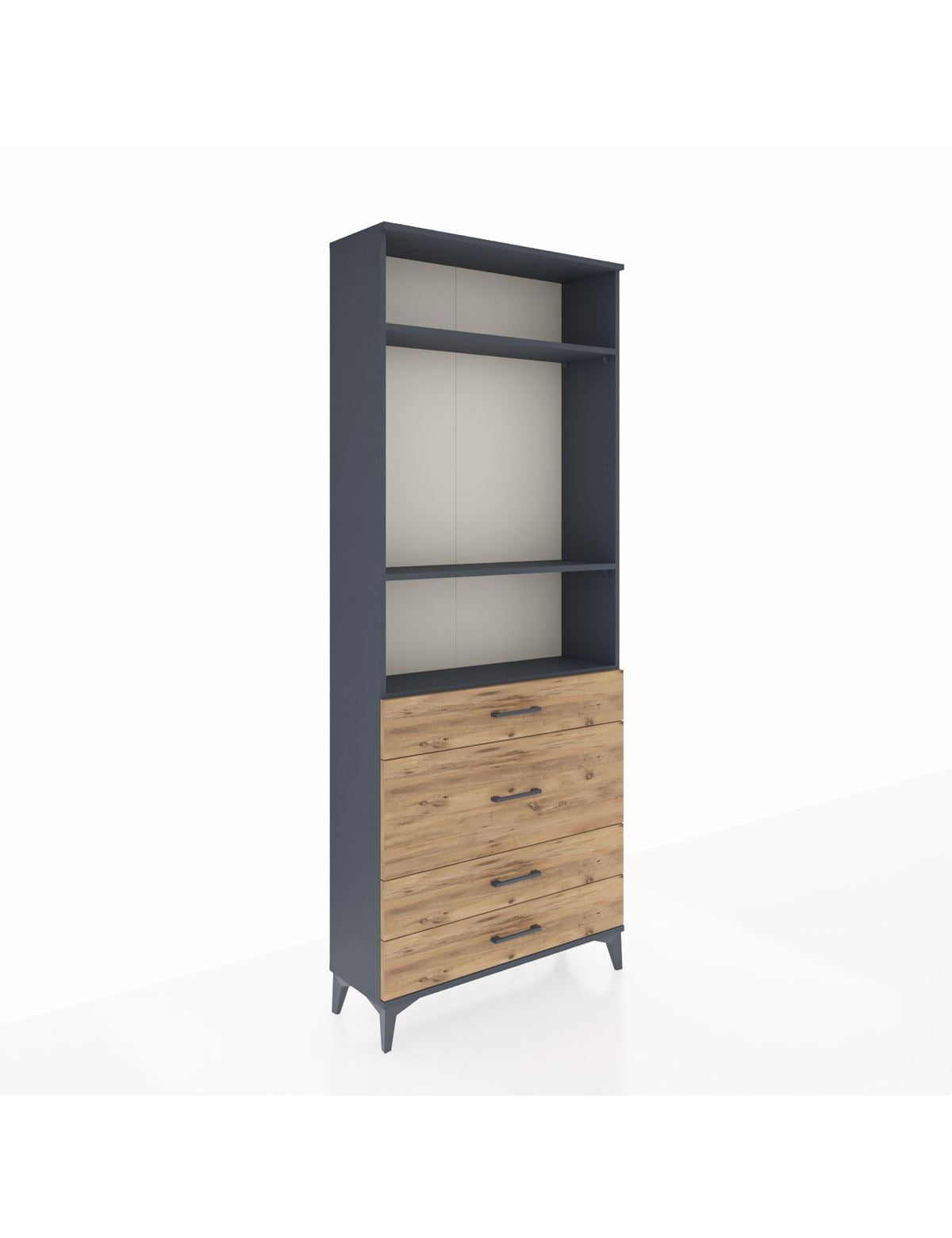 Arges Dolap 3 Raflı 4 Çekmeceli 88x30x221 Antrasit-Çam